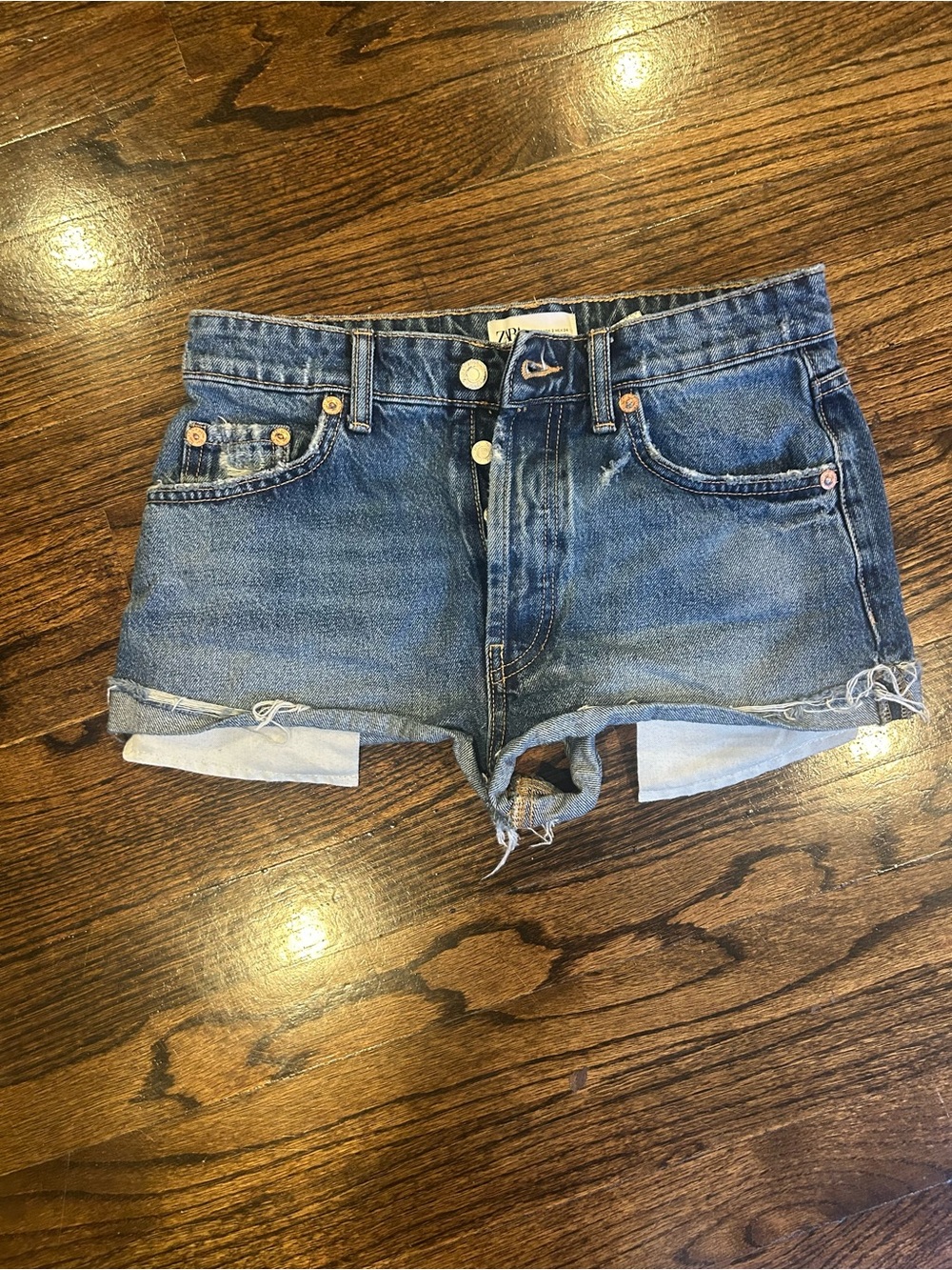 Zara Medium Blue Denim Cutoff Shorts - Women's